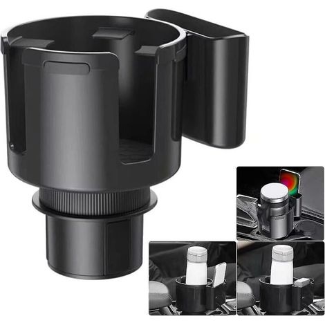 Getränkehalter-Erweiterung fürs Auto, Getränkehalter-Erweiterung mit Handyhalterung, Handyhalterung fürs Auto, großer Getränkehalter-Adapter fürs Auto, passend für 32/40-Unzen-Flaschen (1/5)