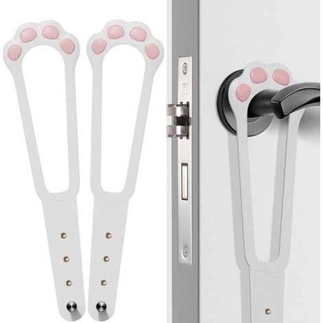 Gsedaox - Tope para puerta de gato - Cerradura para puerta de gato - 2 piezas - Pestillos para puerta de gatera - Fácil de instalar - Blanco (1/5)
