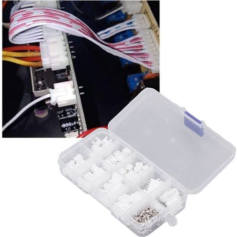 Ensemble de 230 pièces de borniers XH à pas de 2,54 mm et de connecteurs de bornes JST, 2P, 3P, 4P, 5P, en boîte. (1/5)