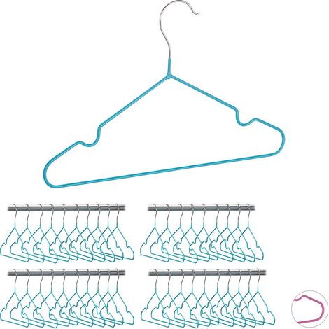 40 x Children's Coat Hangers Set of 20, Compact Wire Holders, PVC-Coating, 30 cm, Turquoise