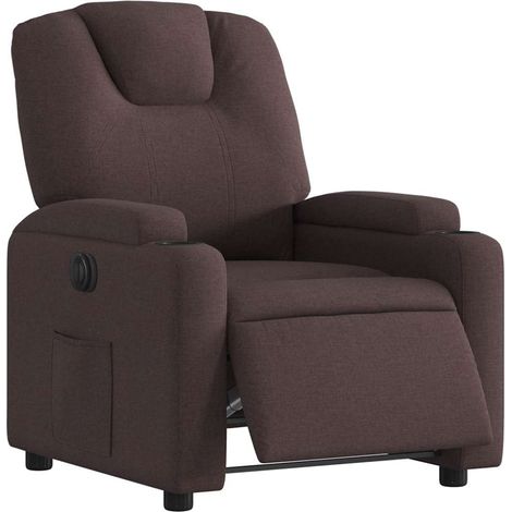 Sillón reclinable eléctrico tela marrón oscuro vidaXL