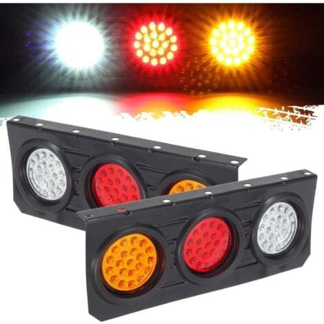 Kit de feux arrière à LED pour remorque de camion, feu stop, clignotant, feu de recul avec support en fer, étanche, 12 V-30 V, 4 pouces, feux arrière ronds à LED pour remorque, camping-car, camion à p