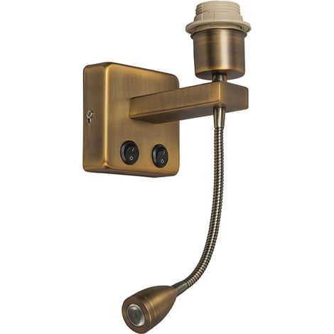 QAZQA Bronze Wall Lamp Incl. LED with Reading Arm - Brescia Combi