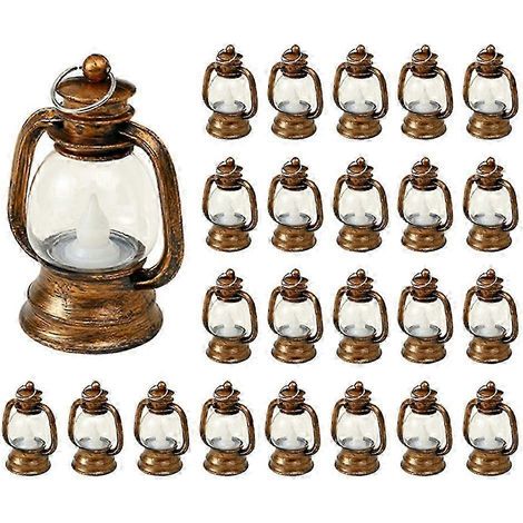 24 Stück goldene elektronische Kerzenlaternen, flammenlose LED-Öllampen, Mini-Kerzenlichter, Hängelaternen, Weihnachtsdekoration JH4 Retro-Gold (1/5)