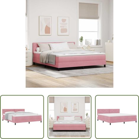 vidaXL Kopfteil - Boxspringbett mit Matratze mit Kopfteil Rosa 180 x 200 cm Samt (1/5)