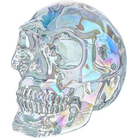 Statue de crâne en cristal de 7,6 cm (3 pouces), faite à la main, décoration en vitrail, cadeau pour Halloween ou le Jour des Morts (1/5)