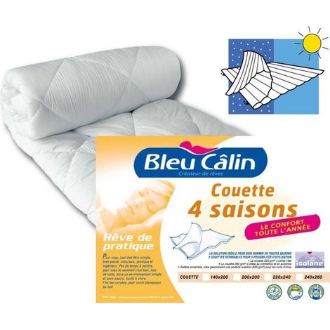 Bleu Calin Couette 4 saisons bleue 240 x 220 cm (1/5)