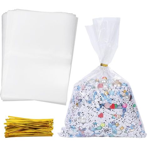 100 Sachet Transparent en Cellophane avec Attaches 6 x 9cm pour Bonbons pour Fête Remise de Diplôme Anniversaire Mariage Noël Halloween Biscuits Pop Corn Chocolats Snacks Emballages (1/4)