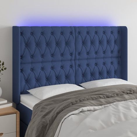 LED Kopfteil Blau 163x16x118/128 cm Stoff (1/5)