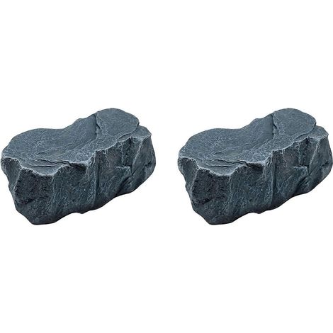2x Coffre-fort à clés caché en fausse pierre pour l'extérieur - Cache-clés de secours en résine sécurisée pour jardin ou cour (style pierre) (1/5)