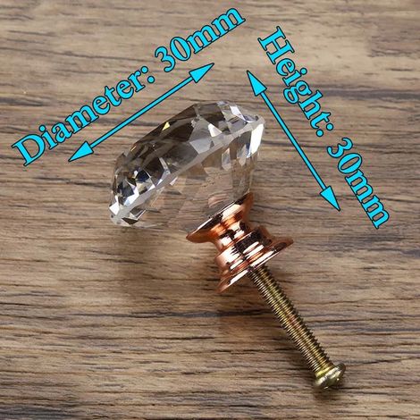 (Ensemble de 4 pièces) Boutons en cristal en forme de diamant, poignées de meubles, quincaillerie
