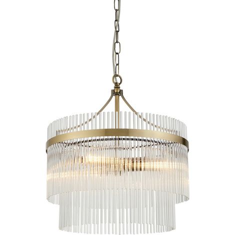 Endon Marietta Lampe suspendue à 3 bras multiples en laiton antique
