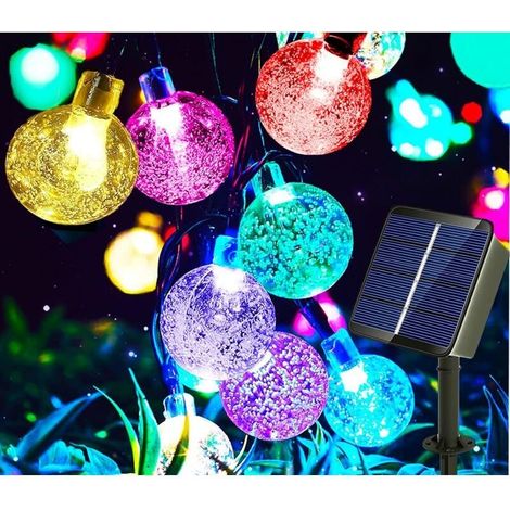 Guirlande lumineuse solaire d'extérieur avec prise USB, 50 LED, 7 m, 8 modes, couleurs vives, étanche IP65, idéale pour le jardin, le balcon, les arbres et les mariages. (1/5)