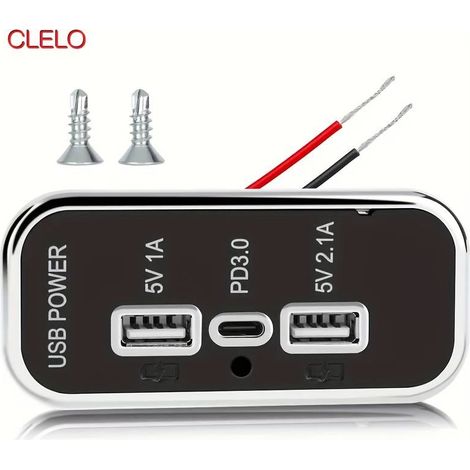 Prise de charge 12V camping-car 3 ports USB A double 3,1A Type C PD QC3.0 kit DIY voiture bateau camion chariot de golf (1/5)