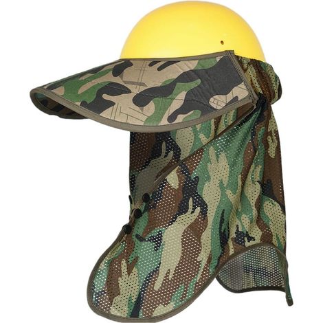 Visière de casque de chantier - Maille respirante ajustable et résistante aux UV, protection solaire pour la nuque - pour la tête et les épaules - idéal pour les chantiers, le travail, le vélo, la mar (1/5)