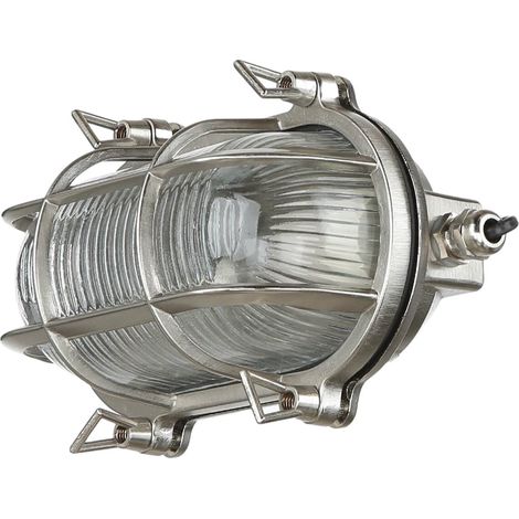 Außenwandleuchte Messing Riffelglas B: 21 cm Maritim IP64 E27 Wandlampe Außenleuchte