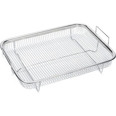 Panier à griller antiadhésif en acier inoxydable argenté (30 x 22 x 5,5 cm) (1/5)