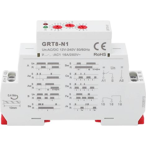 Relais temporisé multifonction 0,1s à 10 jours réglable, interrupteur temporisateur haute précision avec témoin lumineux AC DC 12‑240V (1/5)