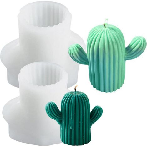 2er Set Kaktus Silikonform Kerzen Gießform für DIY Deko & Geschenke
