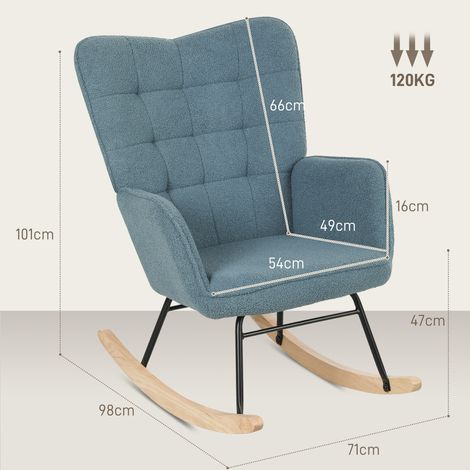 Schaukelstuhl, ergonomische Form, Echtholzkufen, bis 120 kg, Hellblau (1/5)