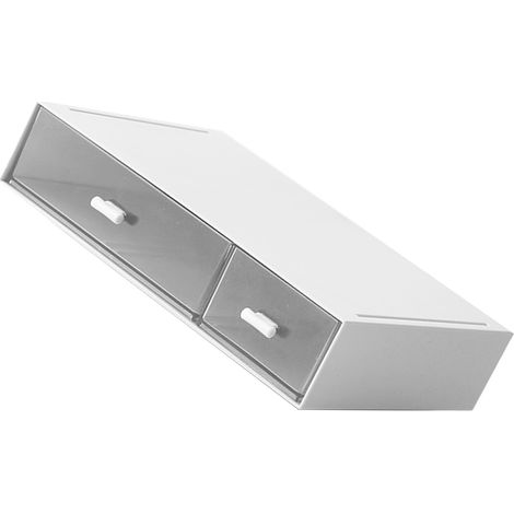 Organisateur de bureau avec 2 tiroirs empilable en plastique blanc boîte rangement bureau maquillage fournitures pour maison (1/4)