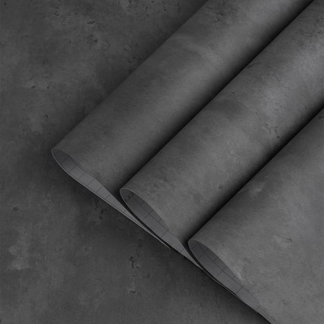 Papier Peint Autocollant en Béton Gris Foncé Papier Contact de Style Industriel Moderne Stickers Muraux Texturés en Ciment Imperméable épaissi Mat Amovible Papier Décoratif pour Meubles 40CMx3M (1/5)