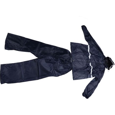 Ensemble veste et pantalon fendus, imperméable et respirant, double couche, bleu marine Oxford, taille XXL.