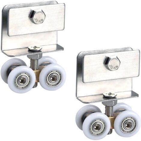 2 Pieces Sliding Shower Door Caster Rollers - Wheels Accessories Metal Bearing Hanging Wheel Pulley for Sliding, Glass Shower Room, Rail Device Fittings (1/5)