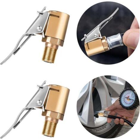 Mandrin pneumatique avec Clip Adaptateur, 2 Jeux de gonfleur de Pneu avec connecteur barbelé pour réparation de Tuyau Valve de mandrin à air à débit Ouvert 1/4" sans Fuite Adaptateur (A)