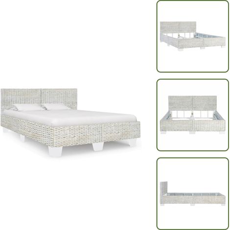 Letto con struttura in legno - vidaXL Giroletto senza Materasso Grigio Vero Rattan 140x200 cm -