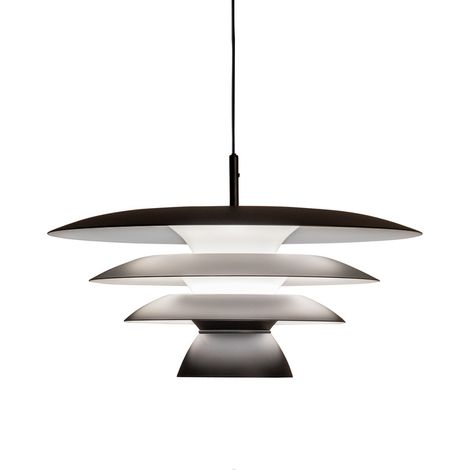 DaVinci Plafonnier Suspendu Moderne Dome 50cm Noir Plat 1x E27 (1/2)