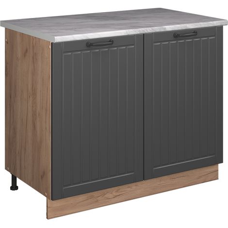 Mobile lavello cucina Fame-Line, Grigio scuro/Rovere dorato, 100 cm, PL Marmo, Vicco (1/5)