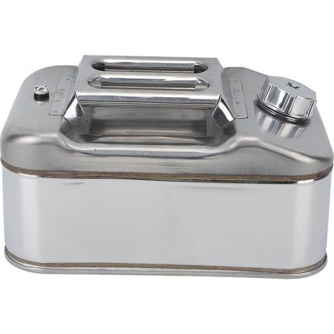 Bidon d'essence en acier inoxydable 10L – Réservoir d'eau ou de carburant argenté pour voiture, tondeuse et tronçonneuse (1/5)