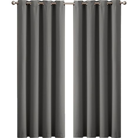 Marlow Eyelet Blackout Curtains Blockout Panels Pair 117x137cm Machine Washable (1/4)