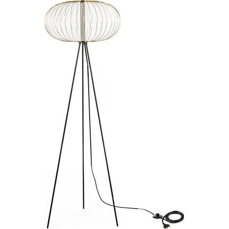 Lámpara de pie LED con pantalla de acero latón brillante 50x50xh.150 cm (1/5)