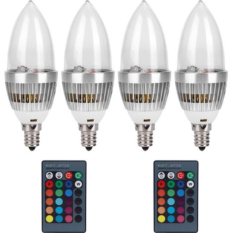Lot E27/E12 3W Lampe Bougie LED RGB Télécommande Aluminium 85-265V (1/5)