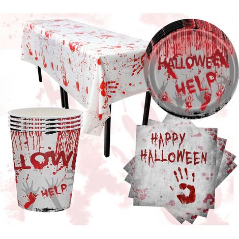 TG74162 JUEGO DE VARIEDAD DE HALLOWEEN DECORACIONES MANTELES TAZAS PLATOS SERVILLETAS (1/5)