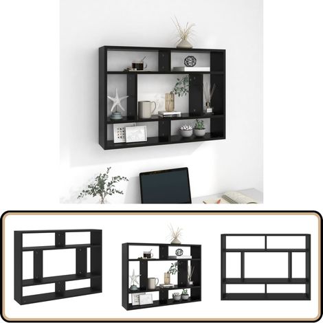 Wandregal Schwarz 75x16x55 cm Holzwerkstoff - Wand Regal - Schwarzes Regal - Regal Aus Holzwerkstoff - Aufbewahrungswandregal