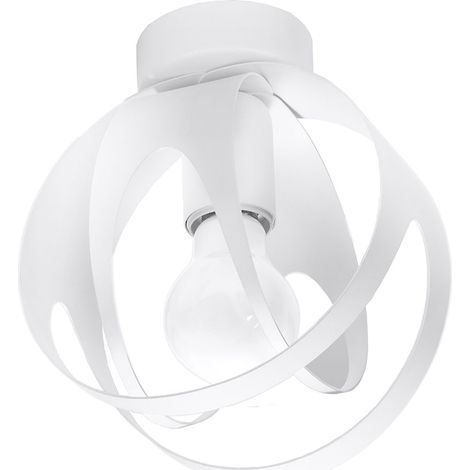 Plafonnier boule blanche plafonnier salon plafonnier rond 1 motif lumineux, métal, 1x E27, DxH 16x21 cm (1/5)