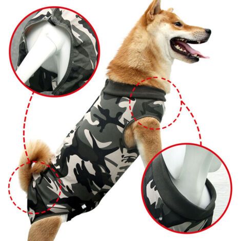 Pair Combinaison de récupération post-opératoire pour chien, camouflage, taille L (1/5)