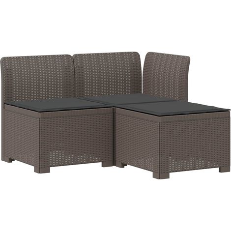 Maison Exclusive - 3-Sitzer Garten Sofa mit Kissen Rattan-Look PP (1/5)