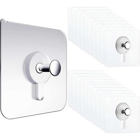 BUNTHAUS CSPARKV 20 pièces Crochets pour Tableaux Autocollants - Crochets adhésifs pour Suspendre des Tableaux sans percer - Crochets Transparents pour Photos, Posters et peintures décoratives (1/4)