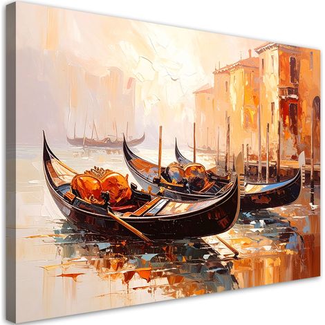 Wandbild für das Schlafzimmer Wohnzimmer Venedig Stadt Gondeln Beige 60x40 cm (1/5)