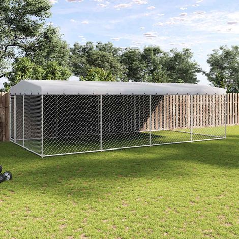 vidaXL Chenil extérieur avec toit pour chiens 7,6x3,8x2,3 m (1/5)