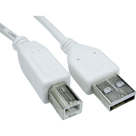 Câble USB RS PRO, USB B mâle vers USB-A mâle, Blanc, 800mm ( Prix pour 1 )