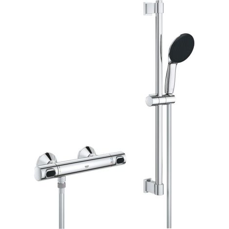 Grohe – Mitigeur thermostatique Precision Flow avec barre 600mm – Jet Rain Ø110 – SafeStop pour protection contre brûlures – 34800001 (1/10)