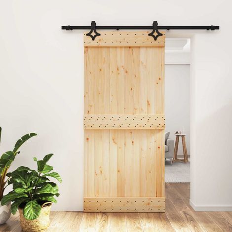 vidaXL Porta scorrevole Naturale e Nero 95 x 210 cm