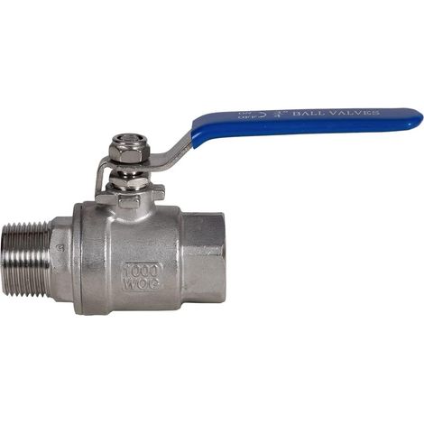 Vanne à boisseau sphérique en acier inoxydable 3/4 BSP, mâle vers femelle, de type Full Port Valve (Pack de 1) (1/5)