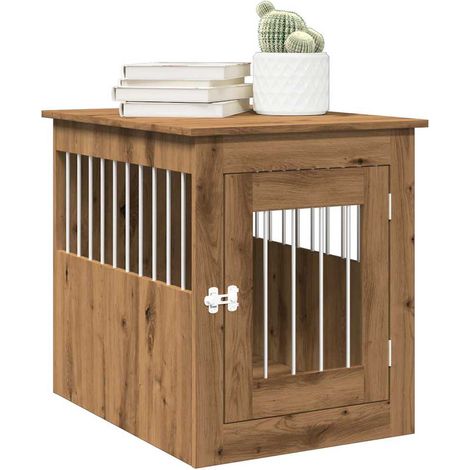 Jaula para perros madera ingeniería roble artesanal 55x75x65 cm vidaXL