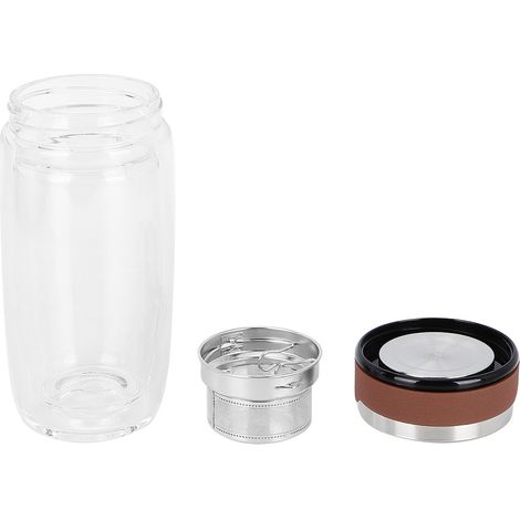 Bouteille À Eau - Verre Double Paroi Acier Inoxydable - 350 Ml - Pour Sport Extérieur Voiture - Marron (1/5)